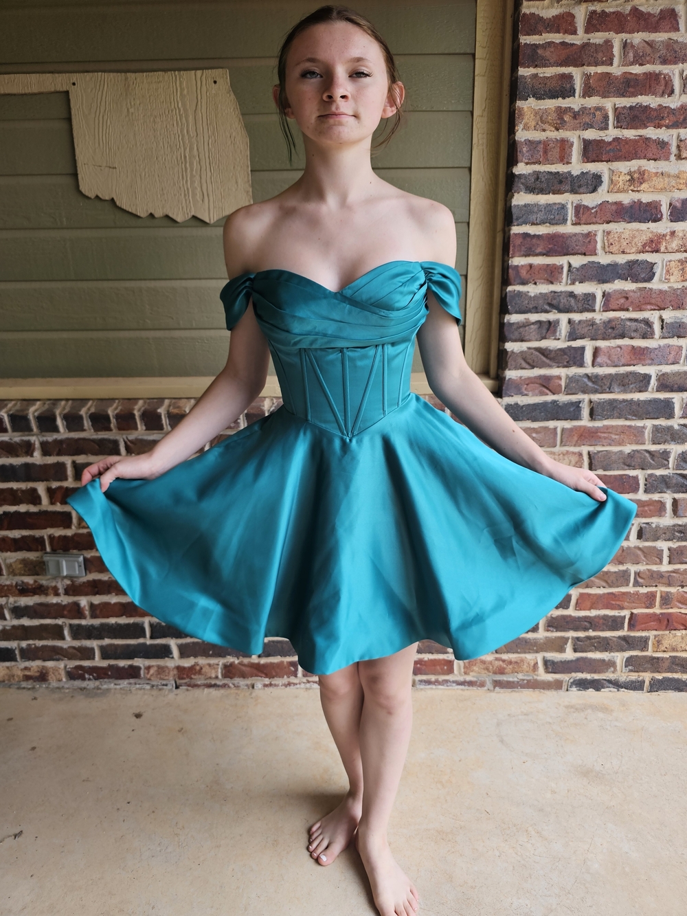 Strapless Teal Fit & Flare Cocktail Dress